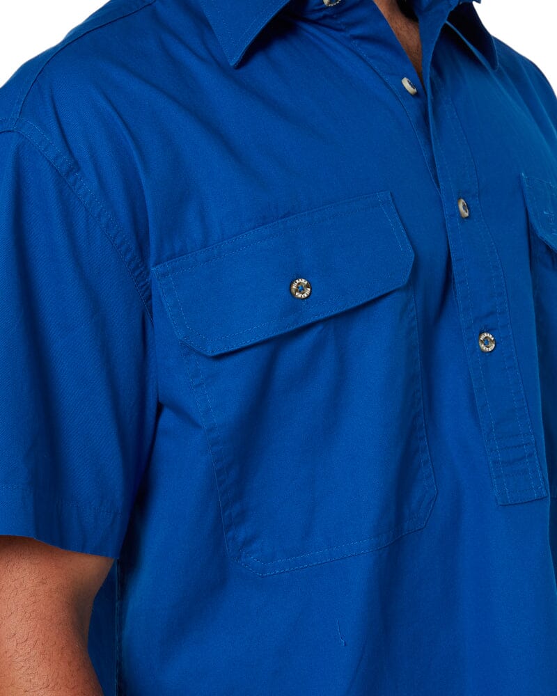 Closed Front SS Shirt - Cobalt