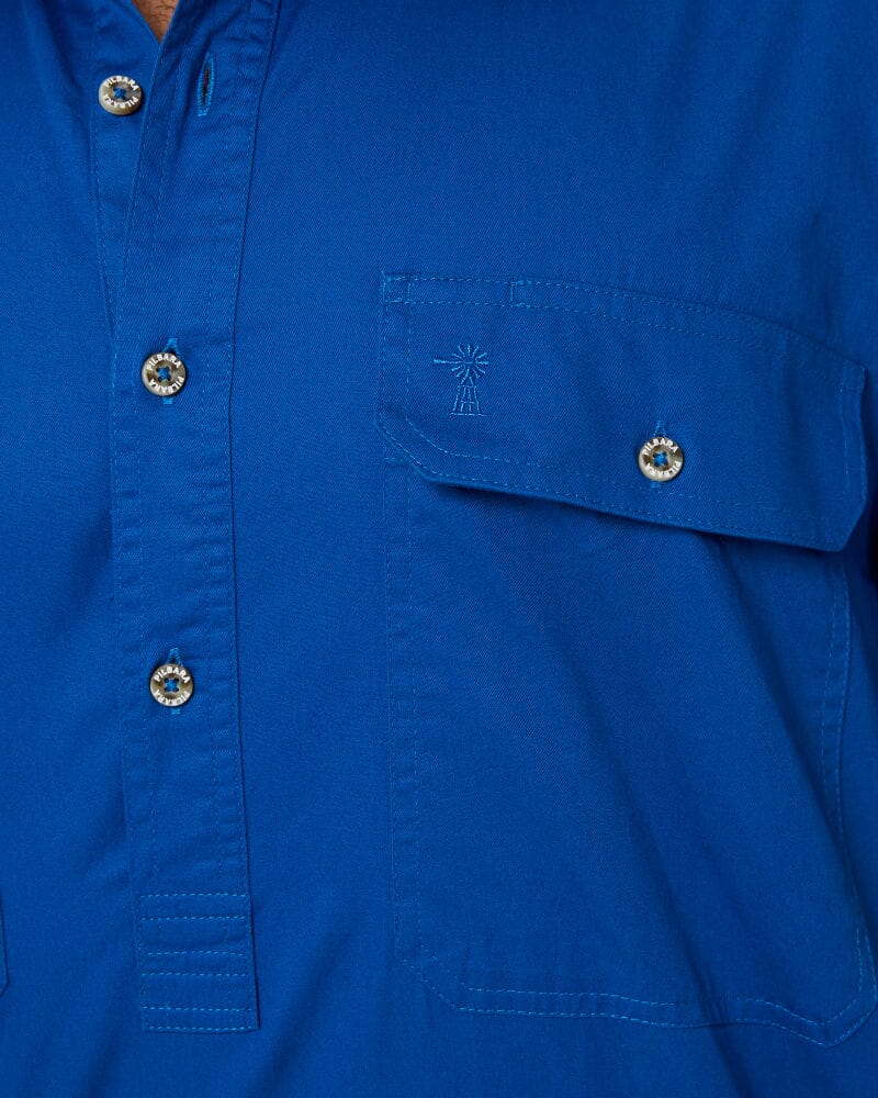 Closed Front SS Shirt - Cobalt