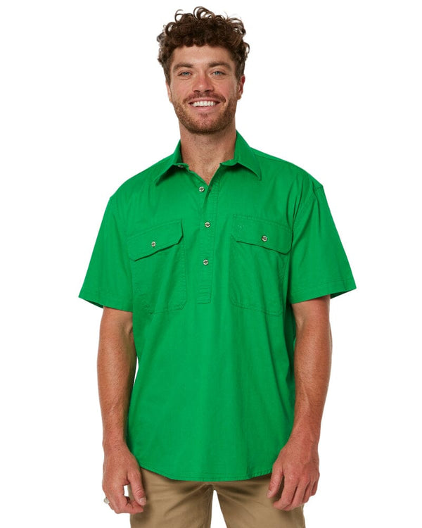 Closed Front SS Shirt - Emerald