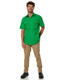 Closed Front SS Shirt - Emerald