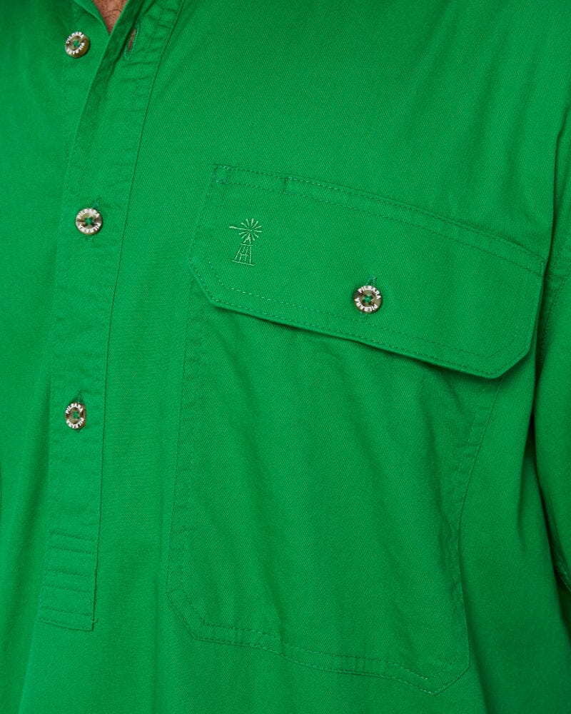 Closed Front SS Shirt - Emerald