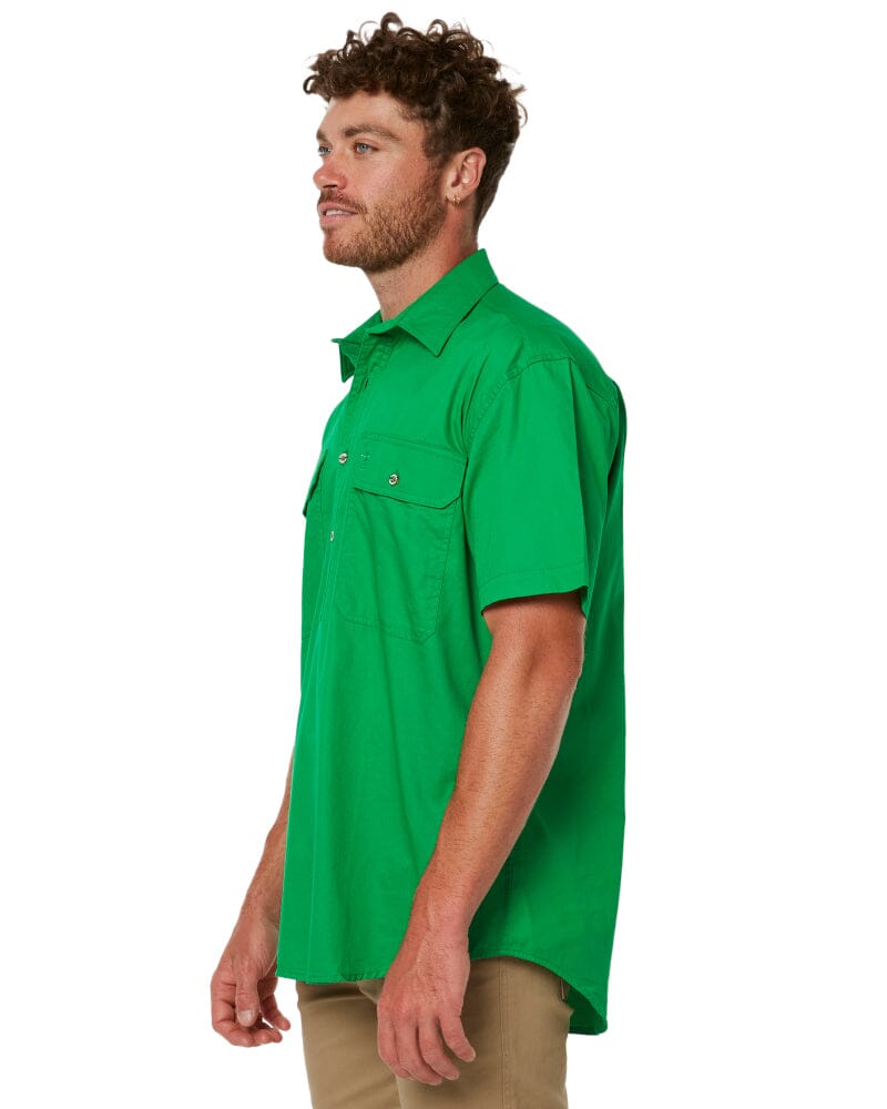 Closed Front SS Shirt - Emerald