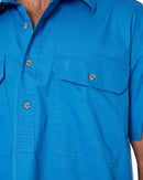 Closed Front SS Shirt - Light Blue