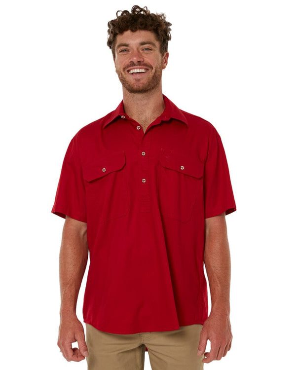 Closed Front SS Shirt - Red