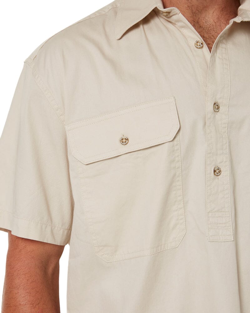 Closed Front SS Shirt - Stone