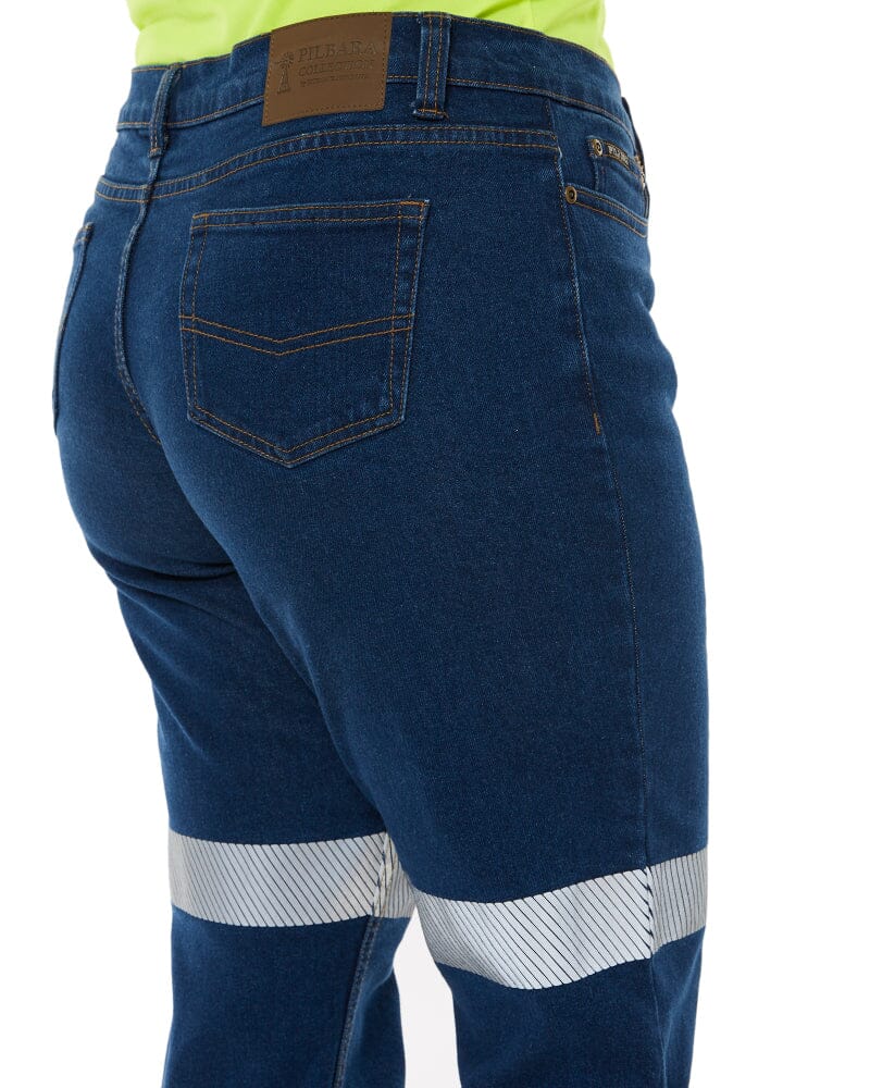 Ladies Reflective Stretch Denim Jeans - Blue