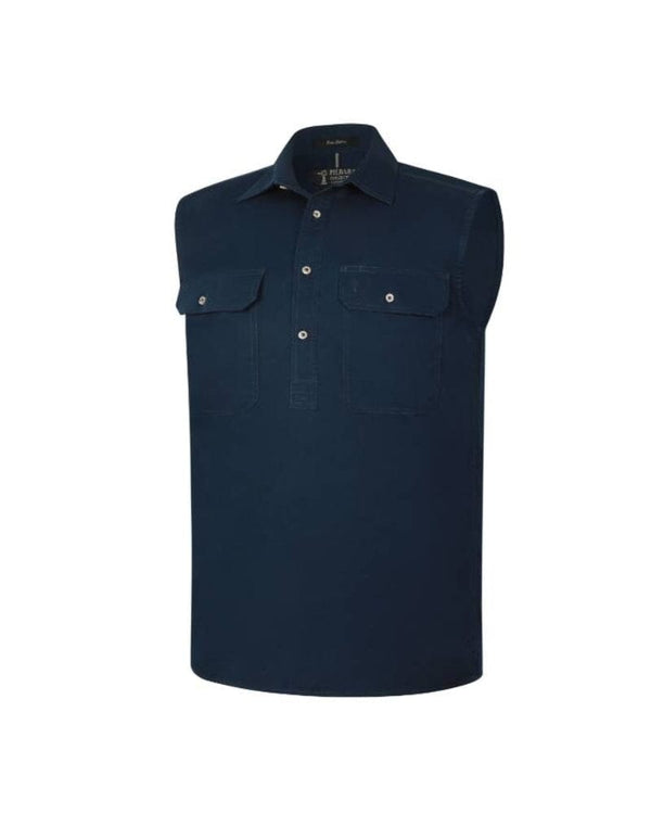 Closed Front Sleeveless Shirt - French Navy