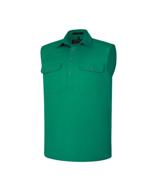 Closed Front Sleeveless Shirt - Kelly Green