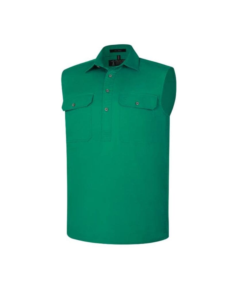 Closed Front Sleeveless Shirt - Kelly Green