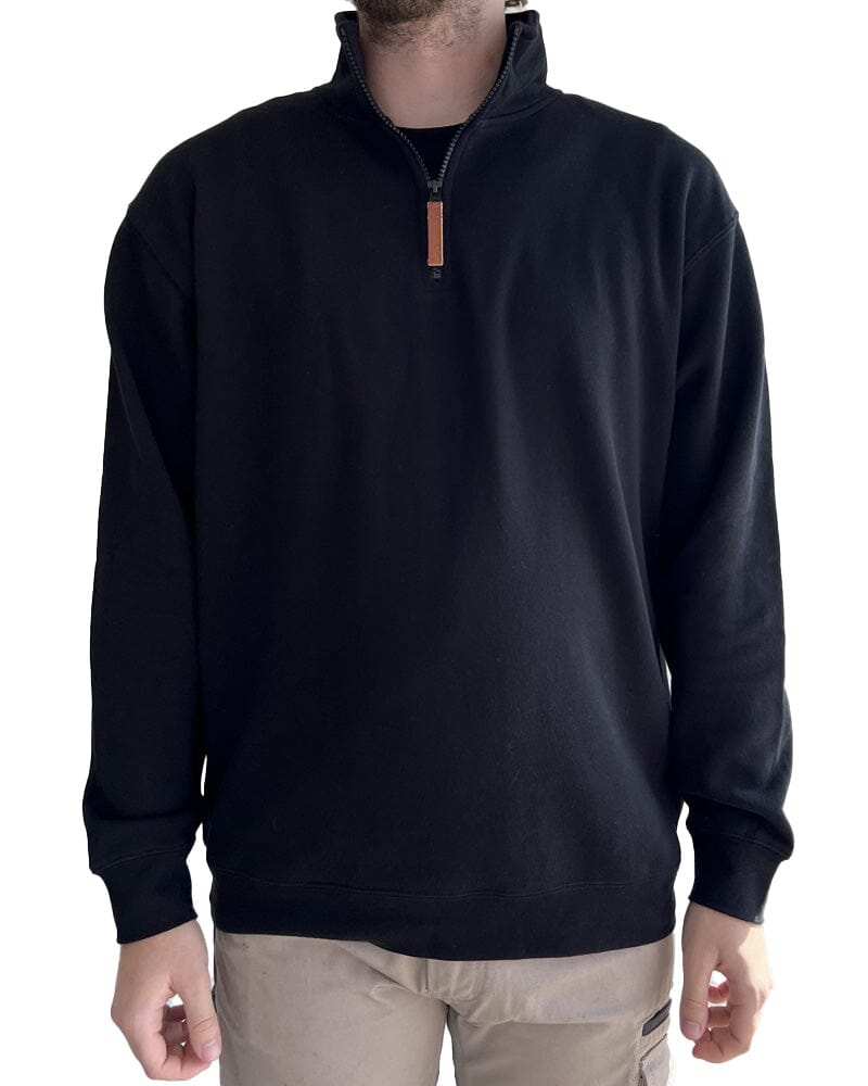 Classic Zipper Fleece Pullover - Black