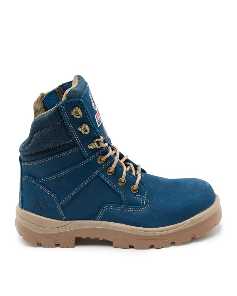 Southern Cross Lace Up Safety Boot with Zip - Blue