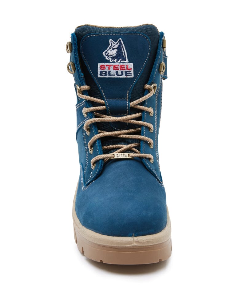 Steel Blue Southern Cross Lace Up Safety Boot with Zip Blue