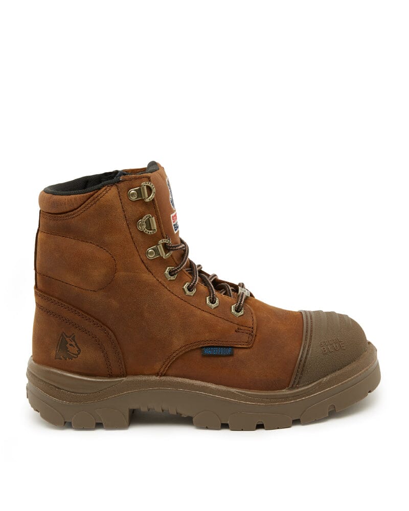 Argyle Zip Scuff Cap Waterproof Safety Boot - Distressed Brown