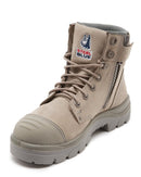 Argyle Lace Up Safety Boot with Zip and Scuff Cap - Granite