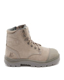 Argyle Lace Up Safety Boot with Zip and Scuff Cap - Granite