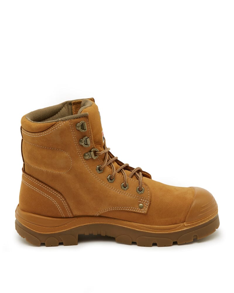 Argyle Lace Up Ankle Boot with Bump Cap - Wheat