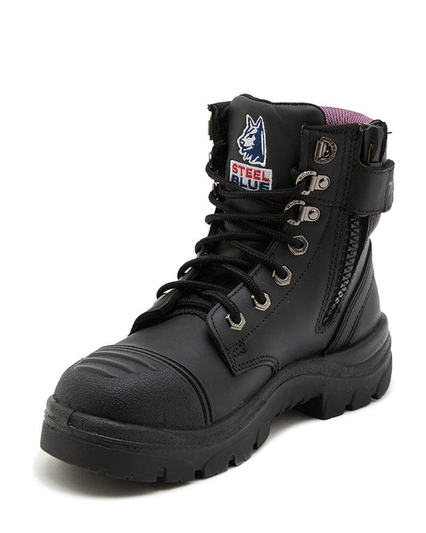 Ladies Argyle Zip Scuff Cap Safety Boot - Black