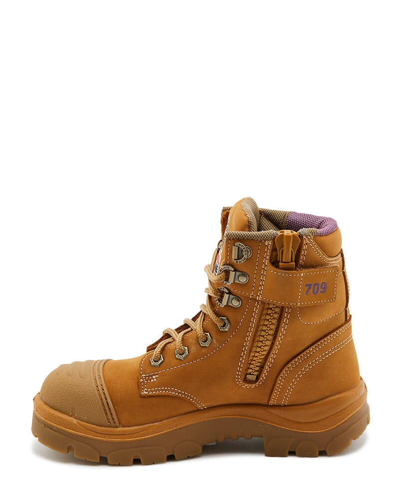 Ladies Argyle Zip Scuff Cap Safety Boot - Wheat