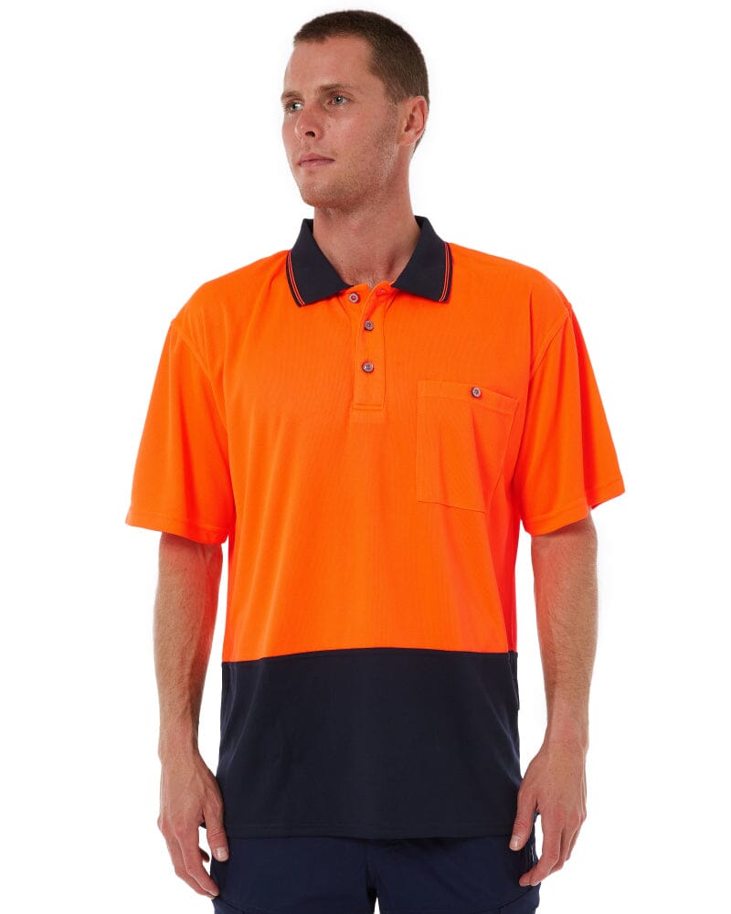Syzmik Hi Vis Basic Short Sleeve Polo - Orange/Navy | Buy Online