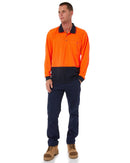 Hi Vis Basic Long Sleeve Polo - Orange/Navy