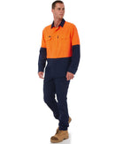 Hi Vis Outdoor Long Sleeve Shirt - Orange/Navy