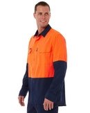 Hi Vis Outdoor Long Sleeve Shirt - Orange/Navy