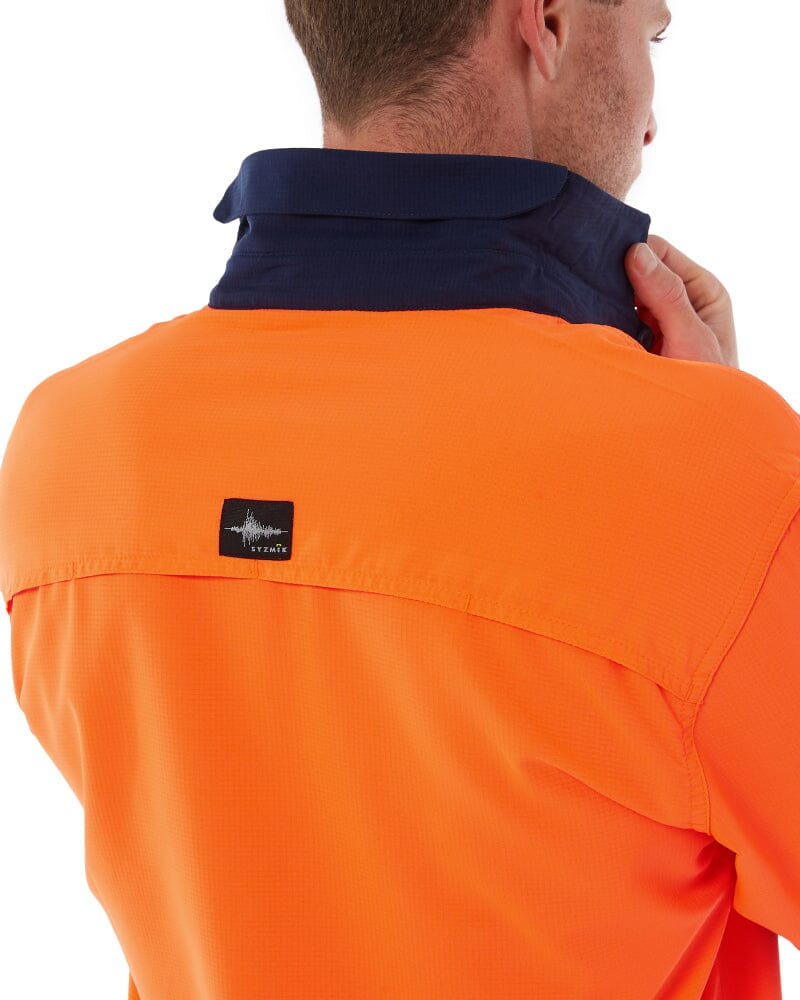 Hi Vis Outdoor Long Sleeve Shirt - Orange/Navy