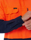 Hi Vis Outdoor Long Sleeve Shirt - Orange/Navy