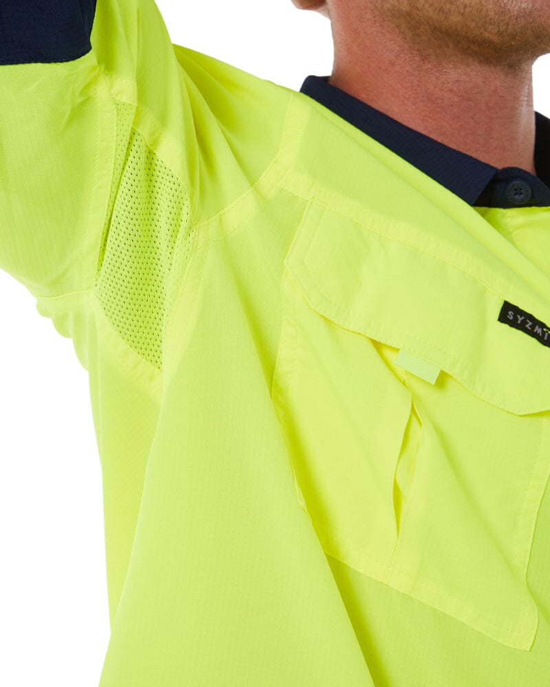 Hi Vis Outdoor Long Sleeve Shirt - Yellow/Navy