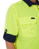 Hi Vis Outdoor Long Sleeve Shirt - Yellow/Navy