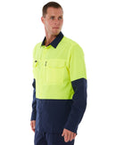 Hi Vis Outdoor Long Sleeve Shirt - Yellow/Navy
