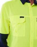 Hi Vis Outdoor Long Sleeve Shirt - Yellow/Navy