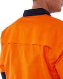 Closed Front Long Sleeve Shirt - Orange/Navy