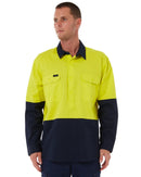 Closed Front Long Sleeve Shirt - Yellow/Navy