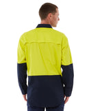 Closed Front Long Sleeve Shirt - Yellow/Navy