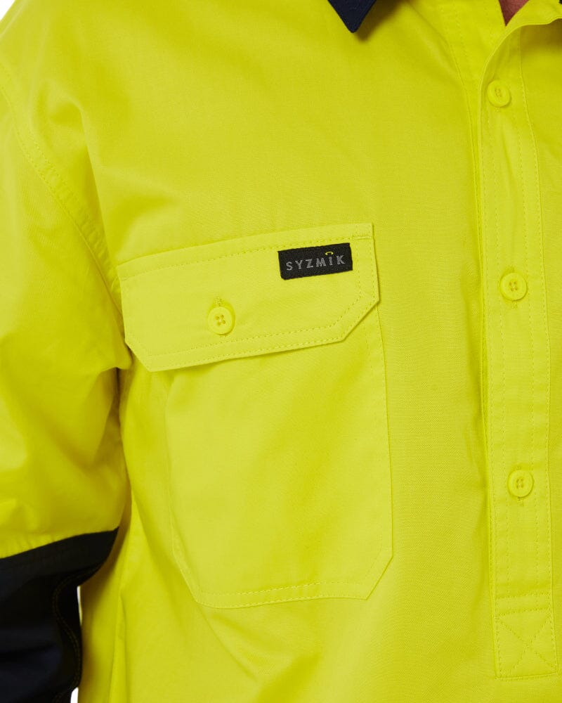 Closed Front Long Sleeve Shirt - Yellow/Navy