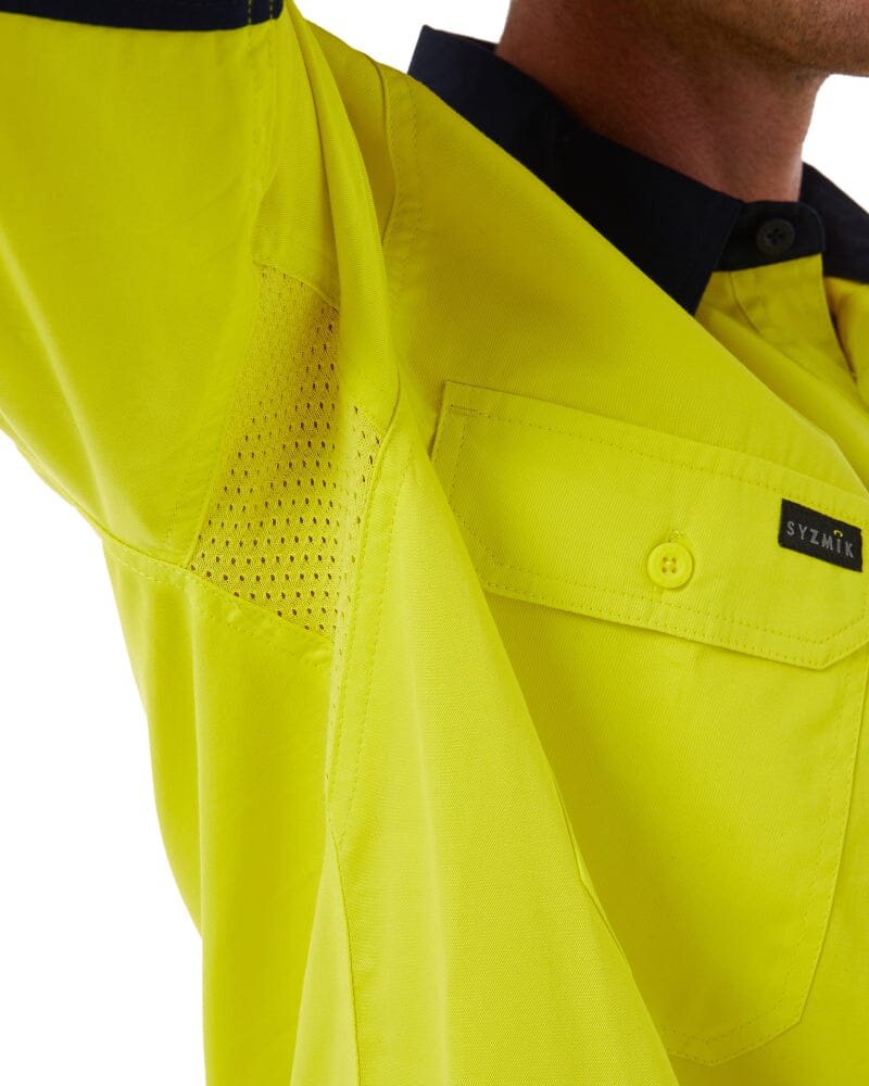 Closed Front Long Sleeve Shirt - Yellow/Navy