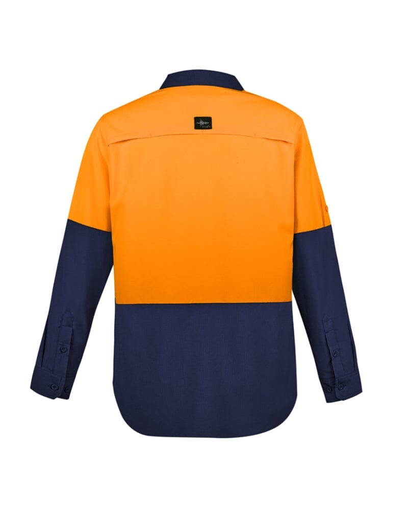 Hi Vis Outdoor Long Sleeve Shirt - Orange/Navy