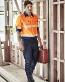 Hi Vis Outdoor Segmented Tape Long Sleeve Shirt - Orange/Navy