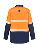 Hi Vis Outdoor Segmented Tape Long Sleeve Shirt - Orange/Navy