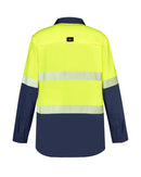 Hi Vis Outdoor Segmented Tape Long Sleeve Shirt - Yellow/Navy