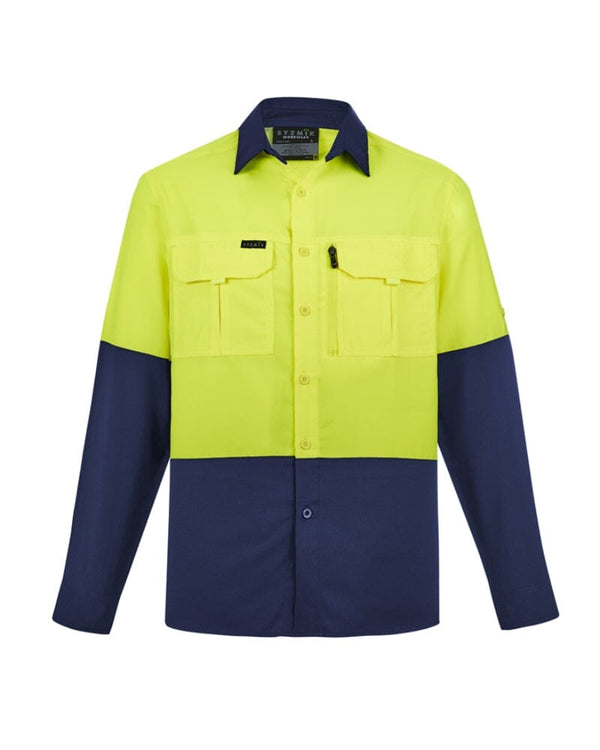Hi Vis Outdoor Long Sleeve Shirt - Yellow/Navy