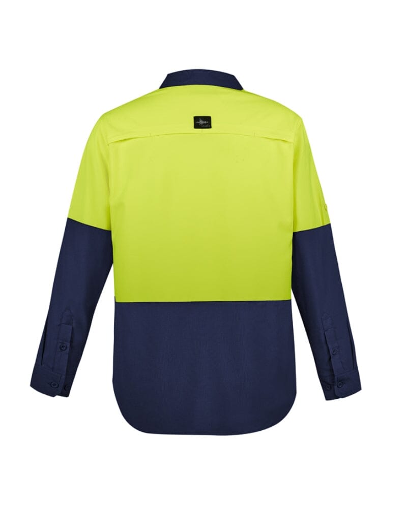 Hi Vis Outdoor Long Sleeve Shirt - Yellow/Navy