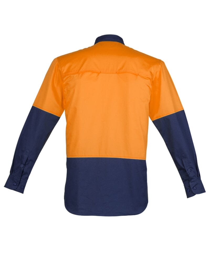 Closed Front Long Sleeve Shirt - Orange/Navy