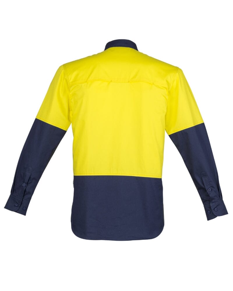 Closed Front Long Sleeve Shirt - Yellow/Navy