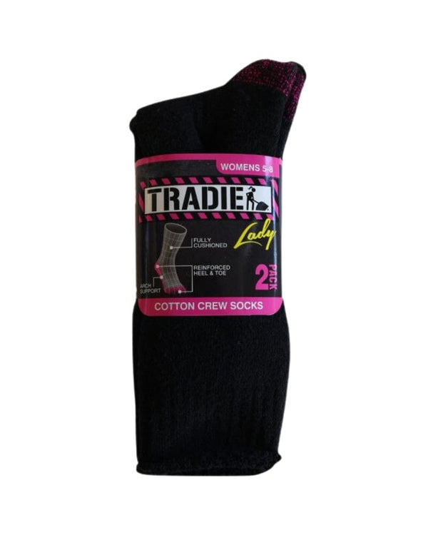 Cotton Crew Socks 2pk - Black/Pink