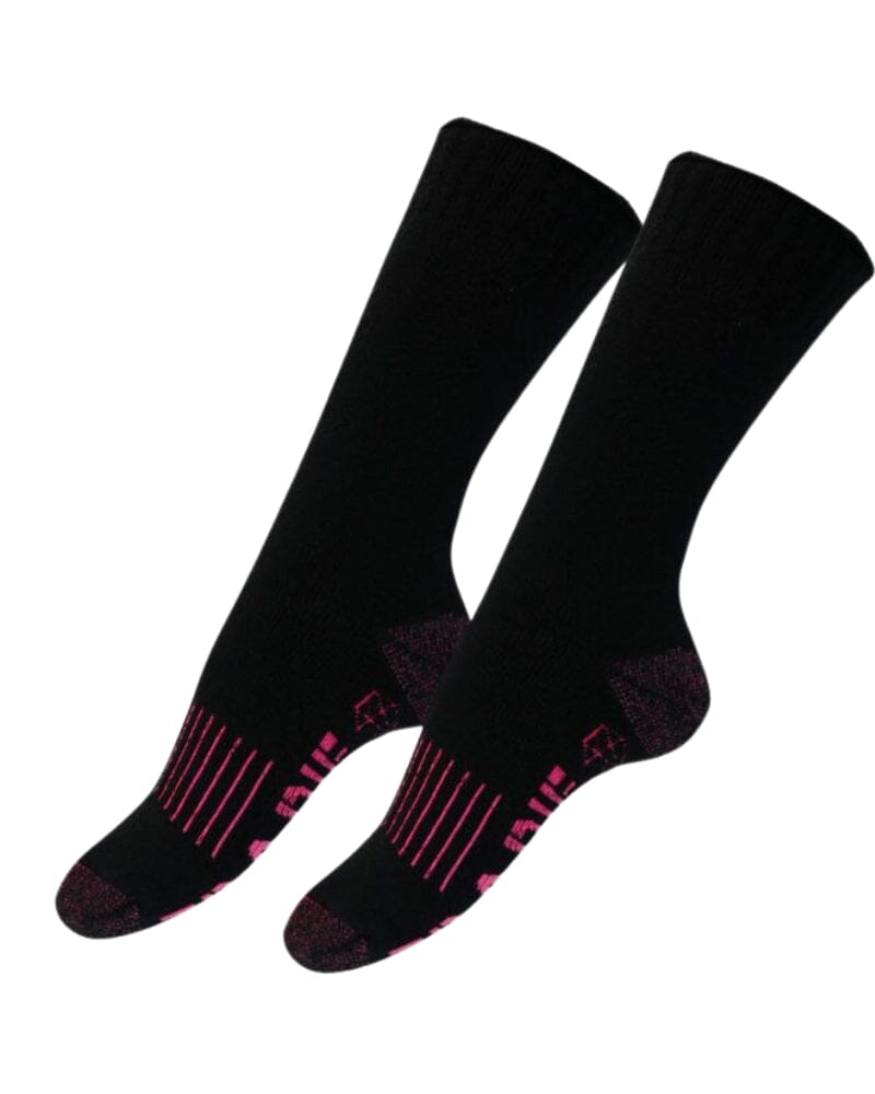 Cotton Crew Socks 2pk - Black/Pink