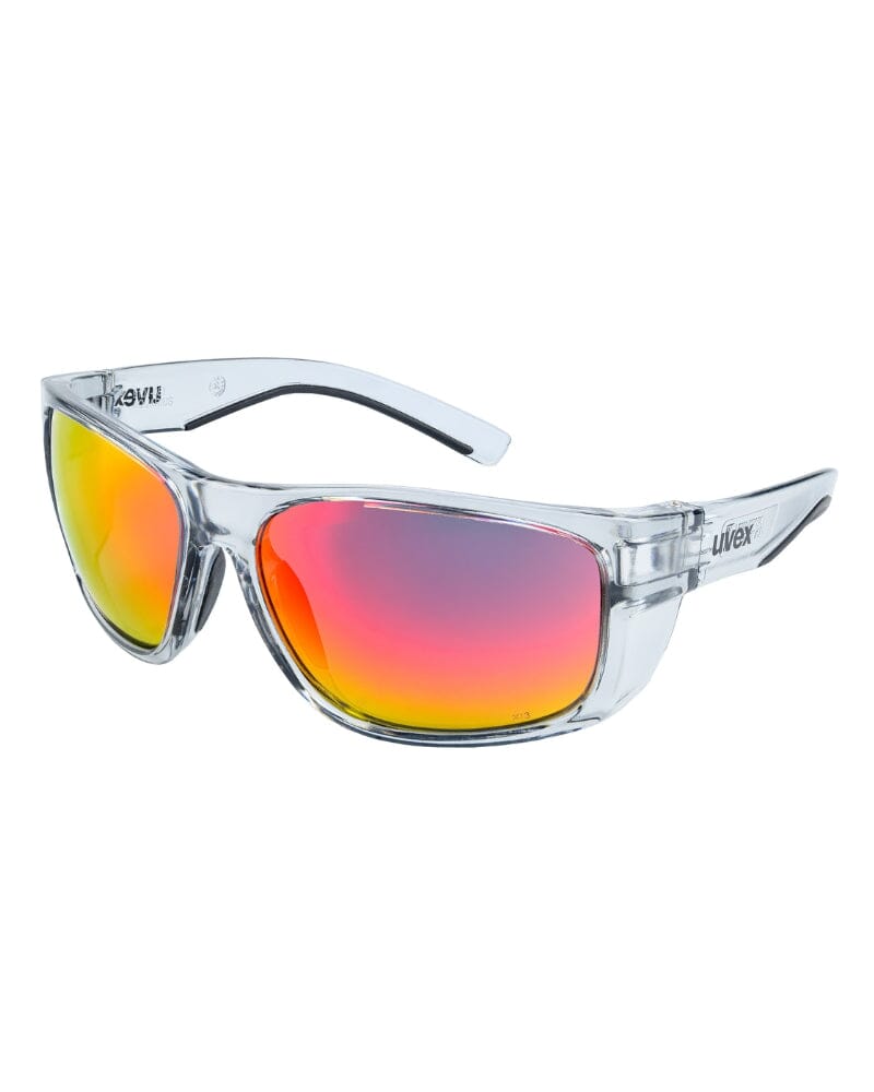 Aquarius Graphite Frame Safety Glasses - Red Mirror Lens