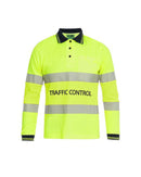 Womens Traffic Control LS Taped Polo Shirt - Yellow