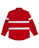 Tradies Hi Vis Taped Lightweight Cotton Shirt LS 3 Value Pack - Red